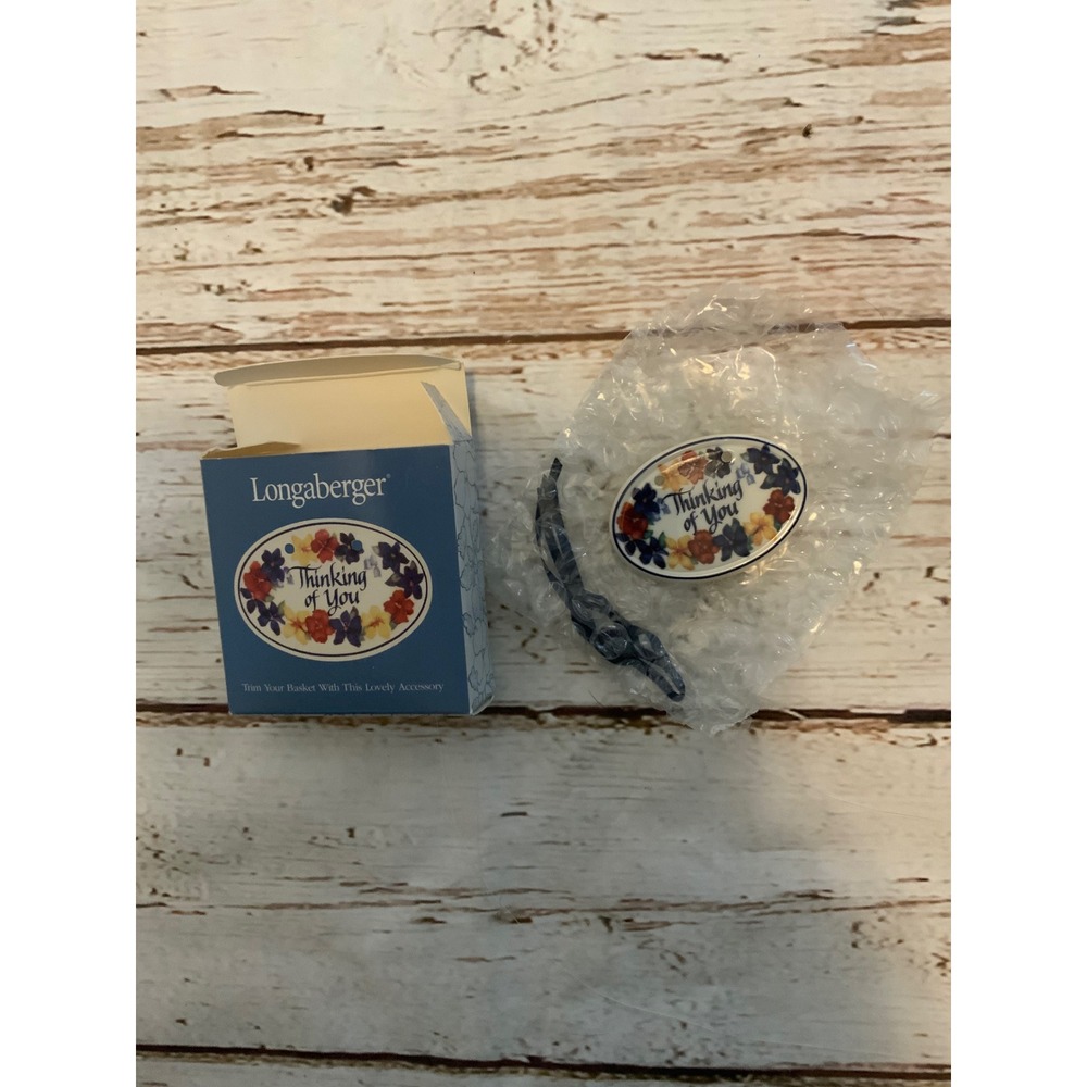 Longaberger Thinking of You Tie-On Basket Accessory Floral Ceramic Charm Boxed